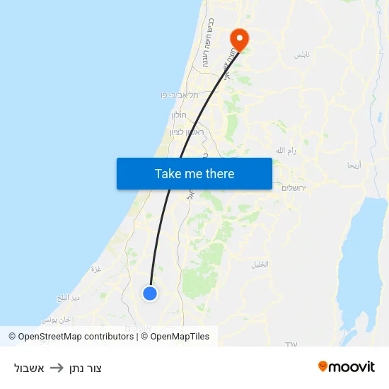 אשבול to צור נתן map