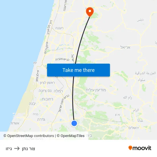 גיזו to צור נתן map