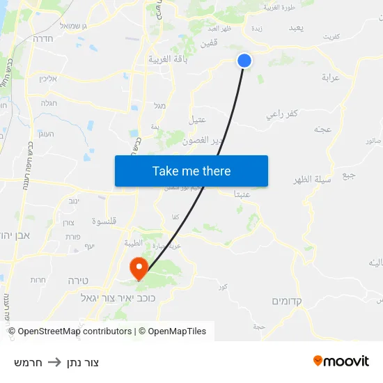 חרמש to צור נתן map
