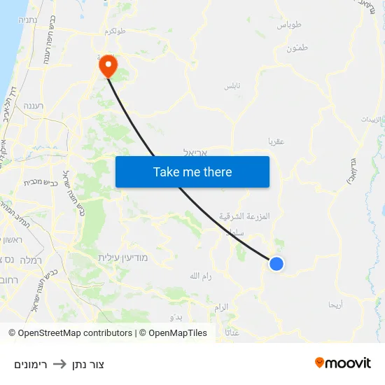רימונים to צור נתן map