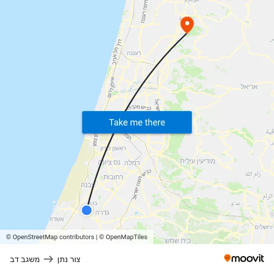 משגב דב to צור נתן map