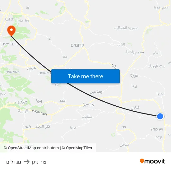 מגדלים to צור נתן map