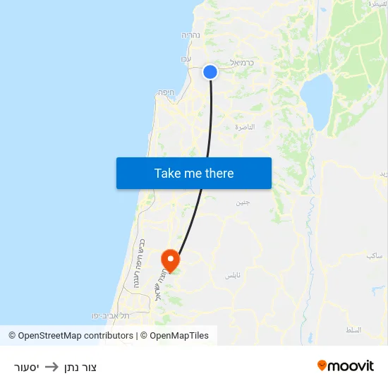 יסעור to צור נתן map