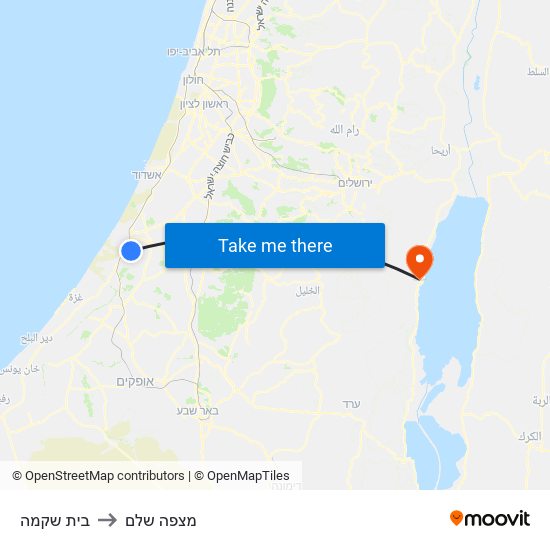 בית שקמה to מצפה שלם map