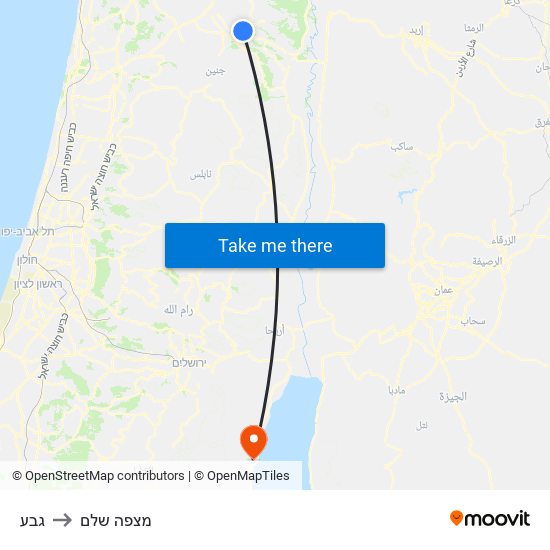 גבע to מצפה שלם map