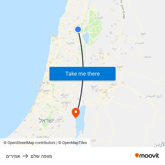 אמירים to מצפה שלם map