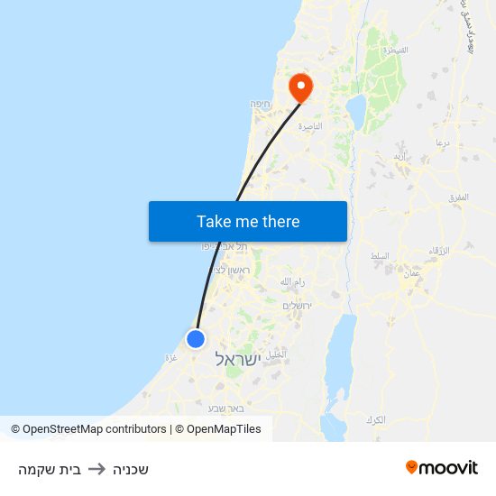 בית שקמה to שכניה map