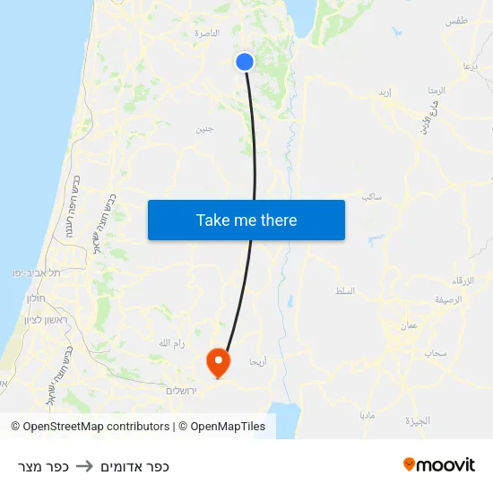 כפר מצר to כפר אדומים map
