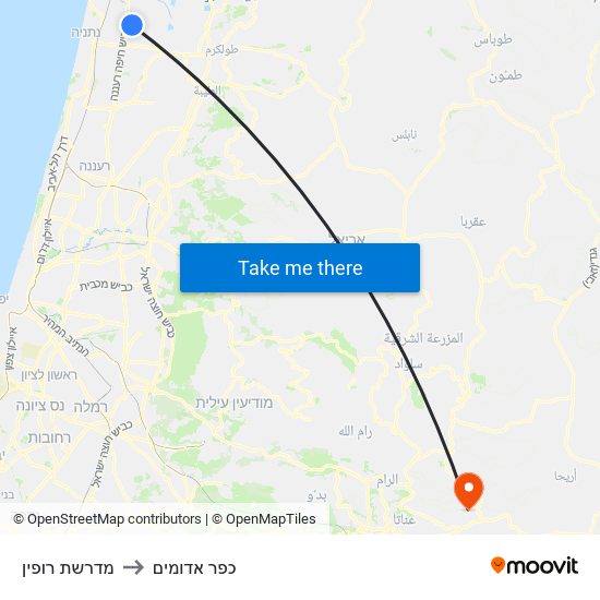 מדרשת רופין to כפר אדומים map