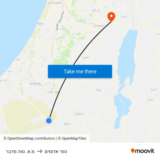 מ.א. נווה מדבר to כפר אדומים map