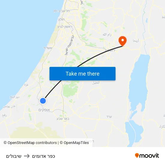 שיבולים to כפר אדומים map