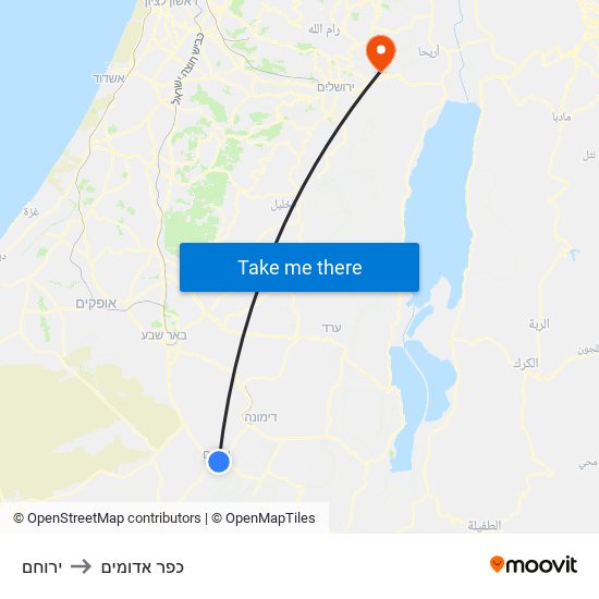 ירוחם to כפר אדומים map