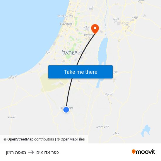 מצפה רמון to כפר אדומים map