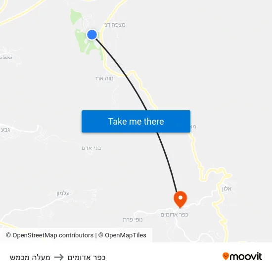מעלה מכמש to כפר אדומים map