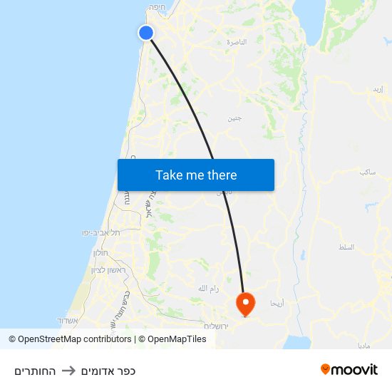 החותרים to כפר אדומים map