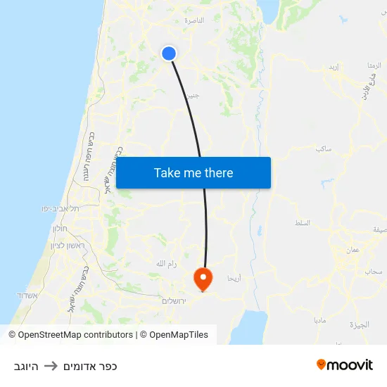 היוגב to כפר אדומים map