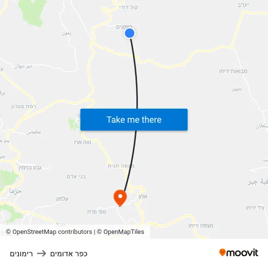 רימונים to כפר אדומים map
