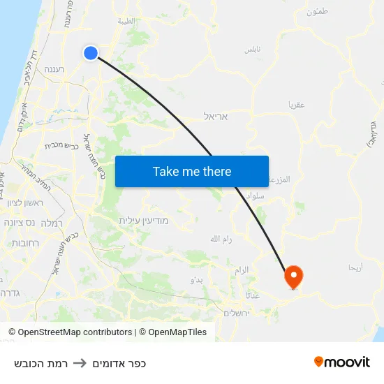רמת הכובש to כפר אדומים map