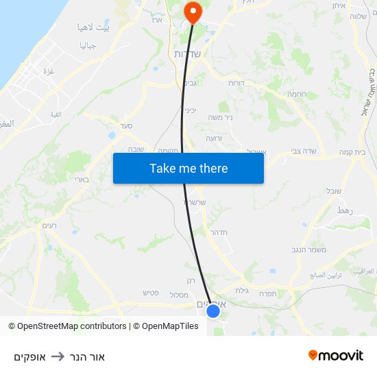 אופקים to אור הנר map