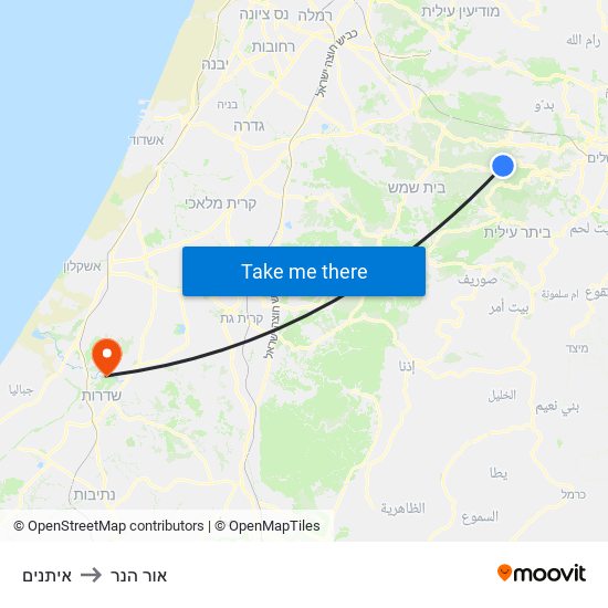 איתנים to אור הנר map