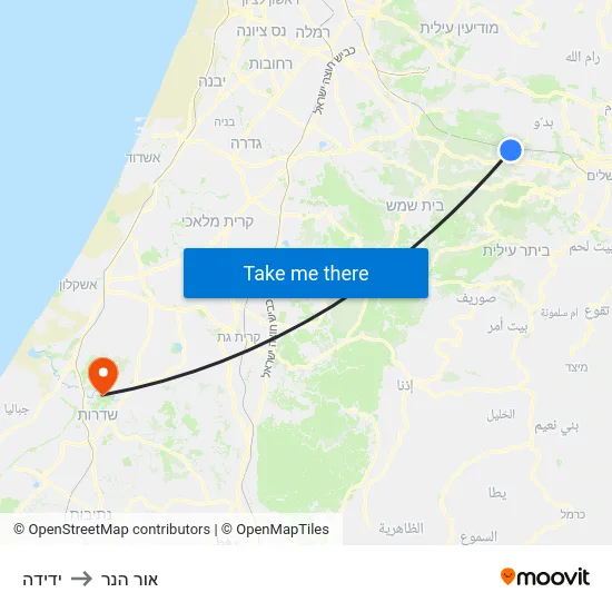 ידידה to אור הנר map