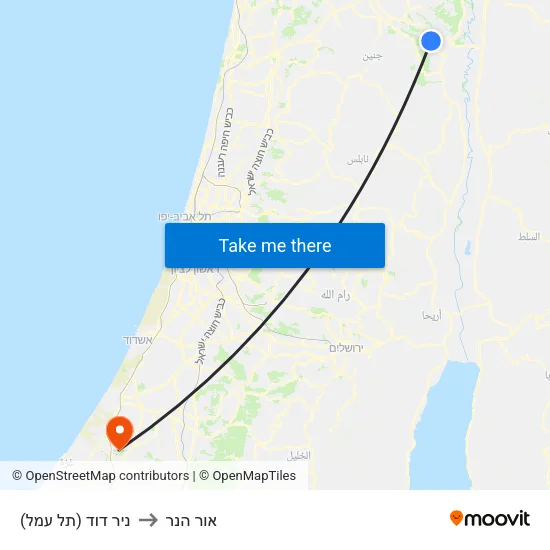 ניר דוד (תל עמל) to אור הנר map