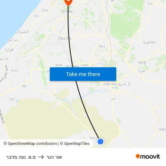 מ.א. נווה מדבר to אור הנר map