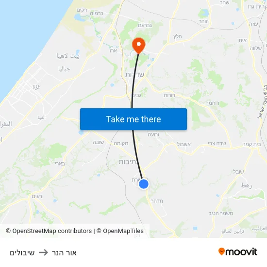 שיבולים to אור הנר map