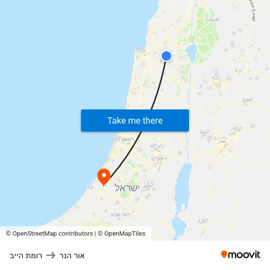 רומת הייב to אור הנר map