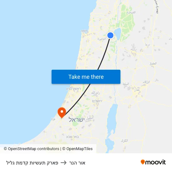 פארק תעשיות קדמת גליל to אור הנר map