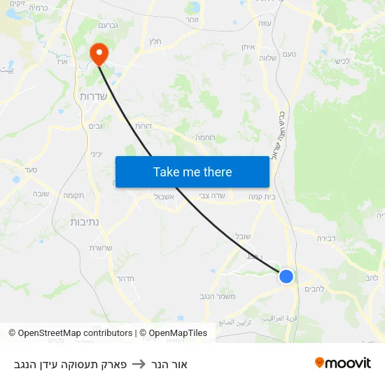 פארק תעסוקה עידן הנגב to אור הנר map