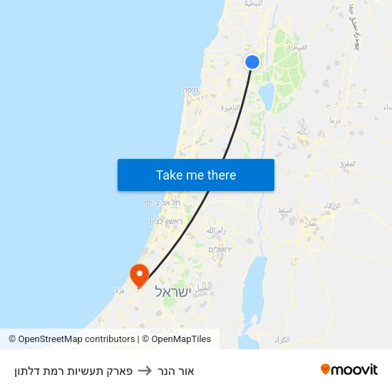 פארק תעשיות רמת דלתון to אור הנר map