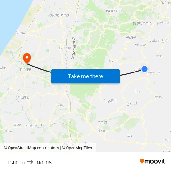 הר חברון to אור הנר map