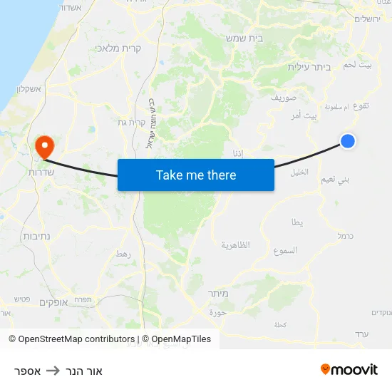 אספר to אור הנר map