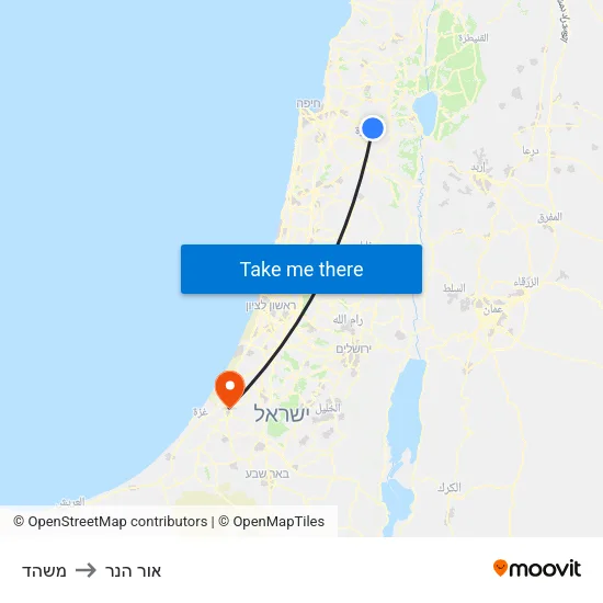 משהד to אור הנר map