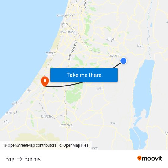 קדר to אור הנר map