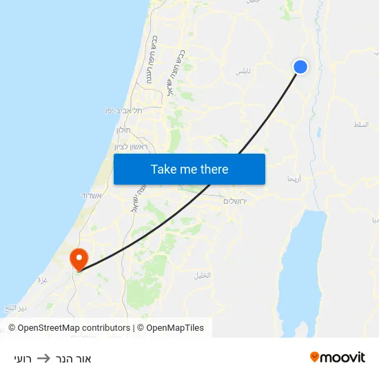רועי to אור הנר map