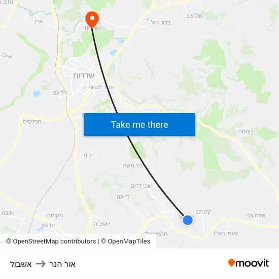 אשבול to אור הנר map