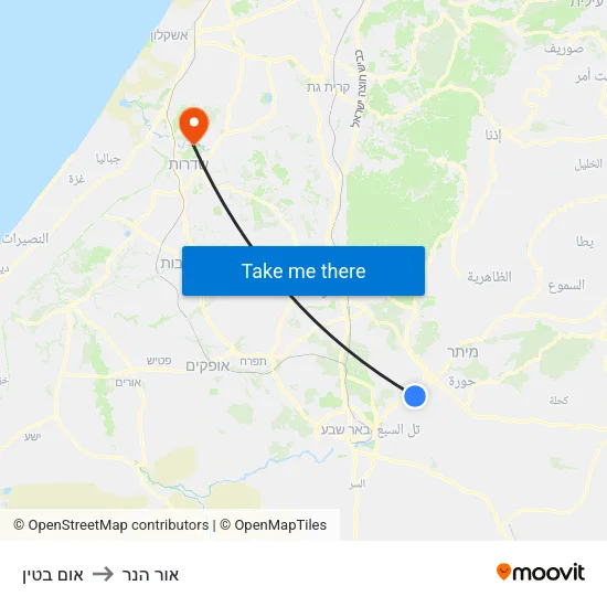 אום בטין to אור הנר map