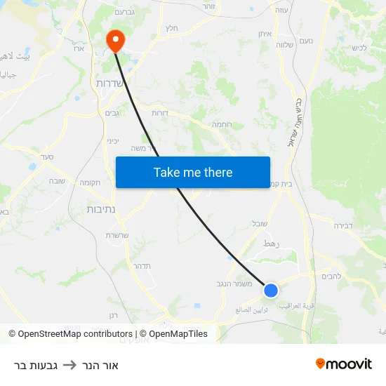 גבעות בר to אור הנר map