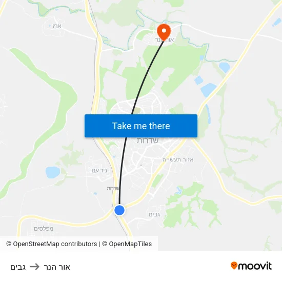 גבים to אור הנר map