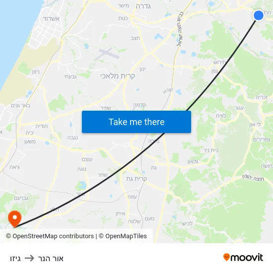 גיזו to אור הנר map