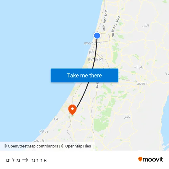 גליל ים to אור הנר map