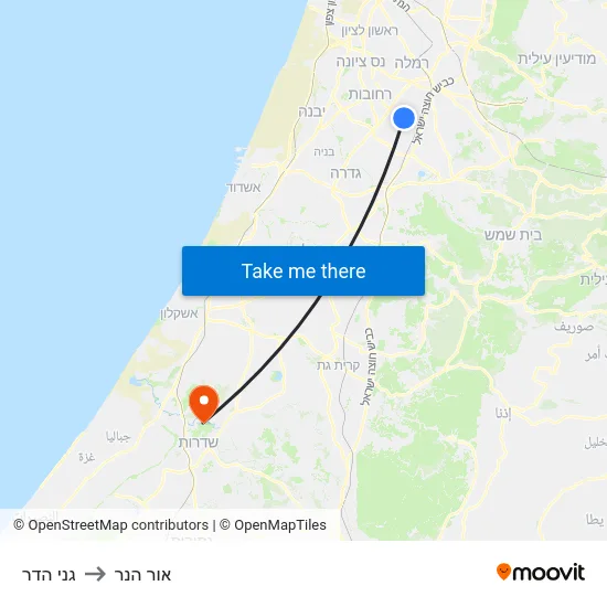 גני הדר to אור הנר map