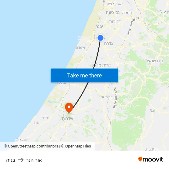 בניה to אור הנר map