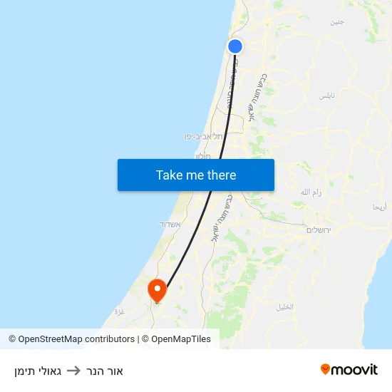 גאולי תימן to אור הנר map