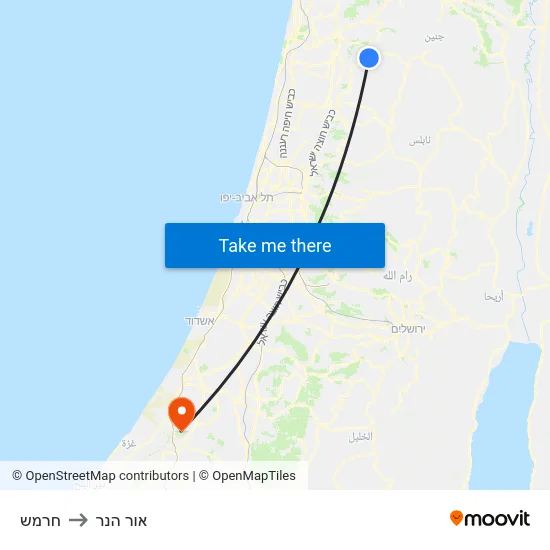 חרמש to אור הנר map