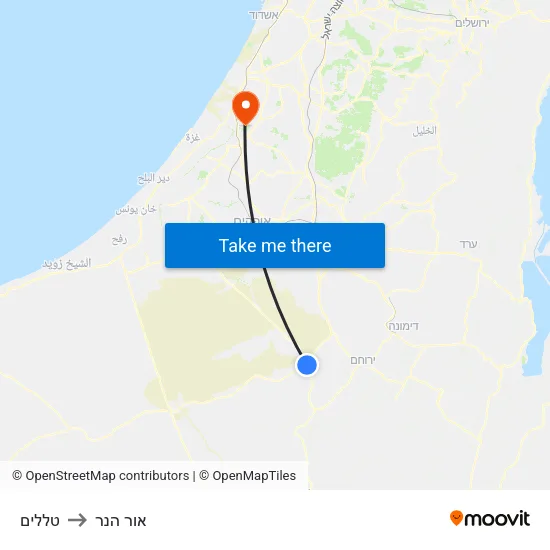 טללים to אור הנר map