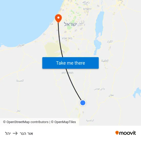 יהל to אור הנר map