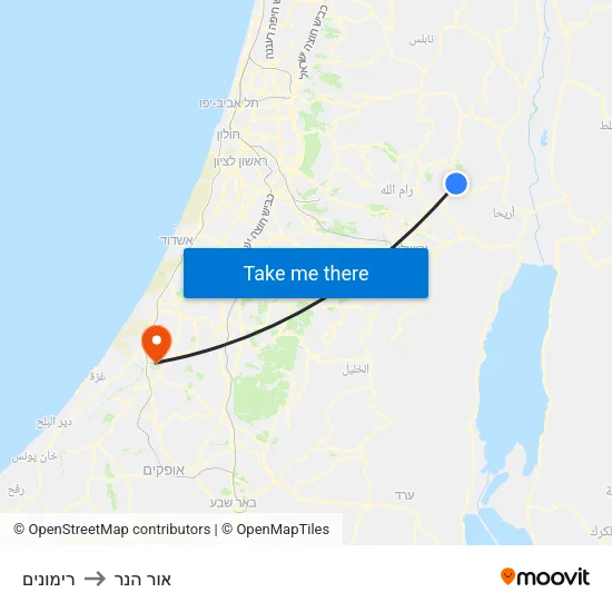 רימונים to אור הנר map
